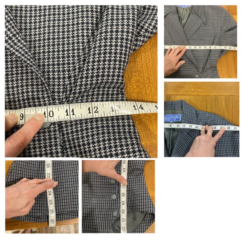 Thierry Mugler Asymmetrical Blazer Vintage Size 40  Sculptural Wool Houndstooth - Picture 16 of 16
